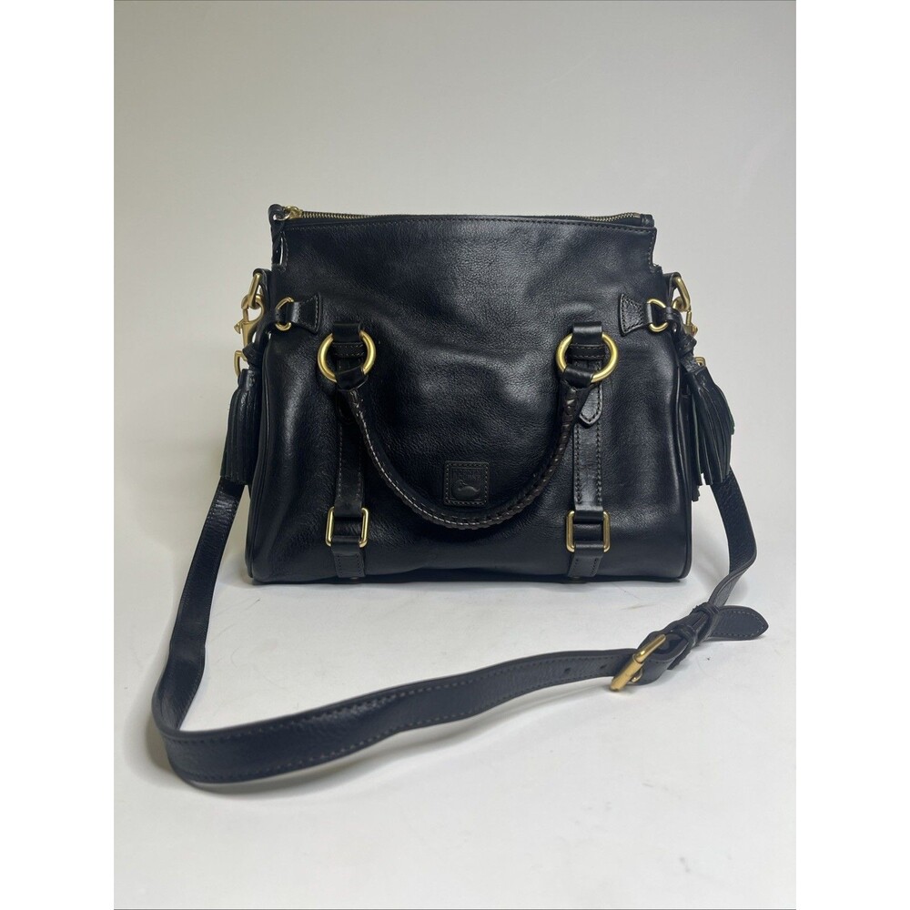 Dooney & Bourke Florentine Leather Satchel Black Shoulder Handbag Purse